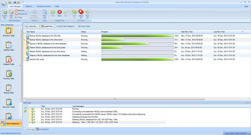 Click to view Automatic Backup Scheduler for MySQL 5.5 screenshot
