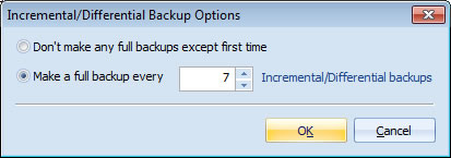 Incremantal/Differential Backup Options